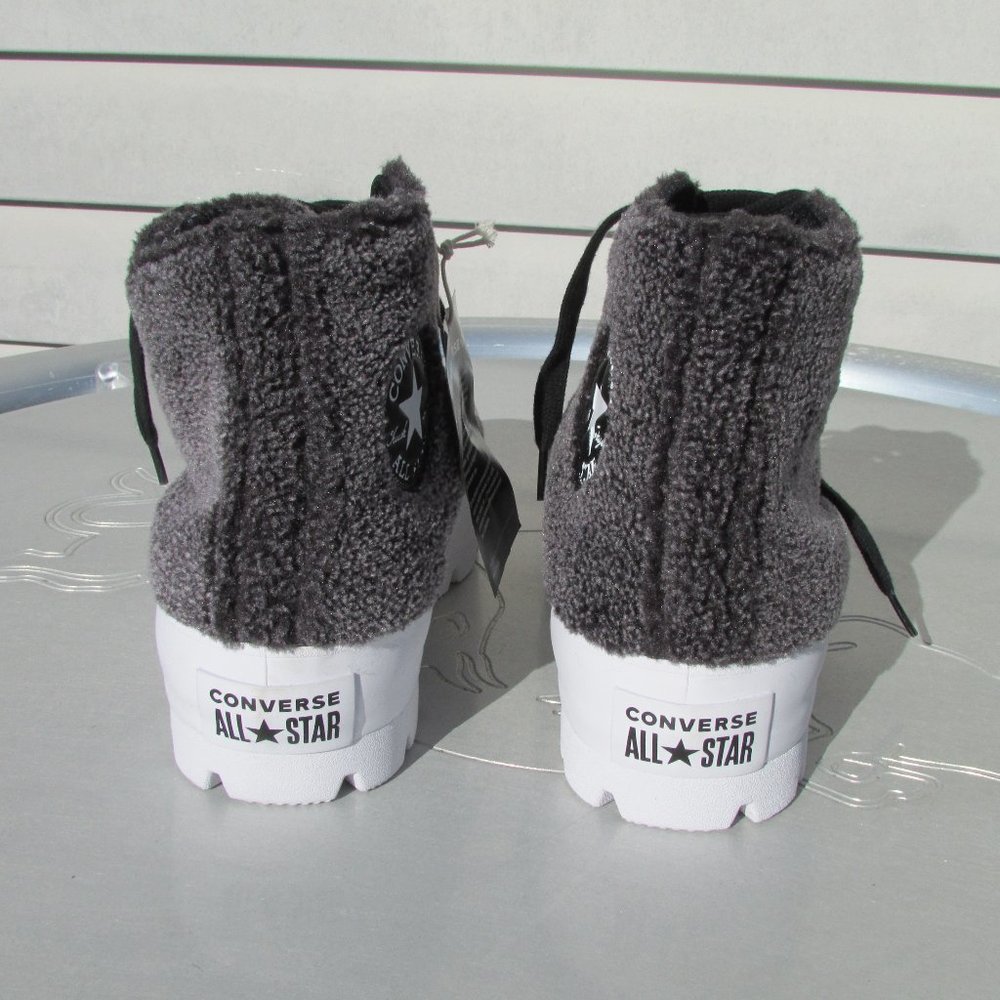 Converse Chuck Taylor All Star HighTop Gray Sherpa Platform Lugged Woman 7 NWT - Picture 6 of 11